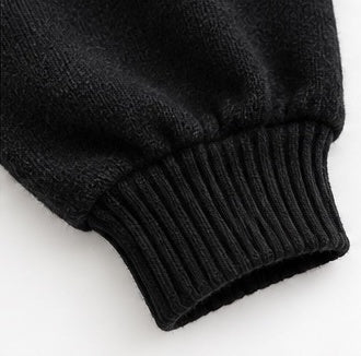 Women's Side Ruched Drawstring Knit Sweater – Black & Latte