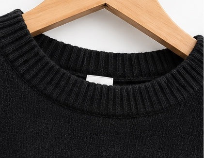 Women's Side Ruched Drawstring Knit Sweater – Black & Latte