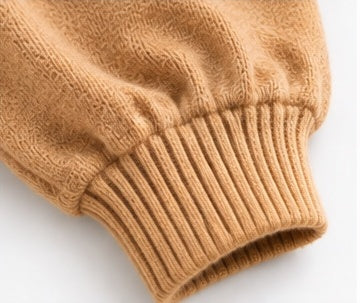 Women's Side Ruched Drawstring Knit Sweater – Black & Latte