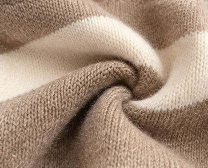 Cozy Charm Tan & Cream Striped Collared Sweater